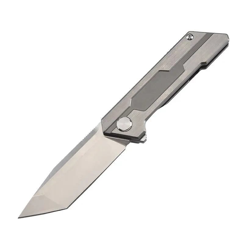 

High-quality innovative products survival folding hunting pocket titaniums alloy steel handle D2 knife