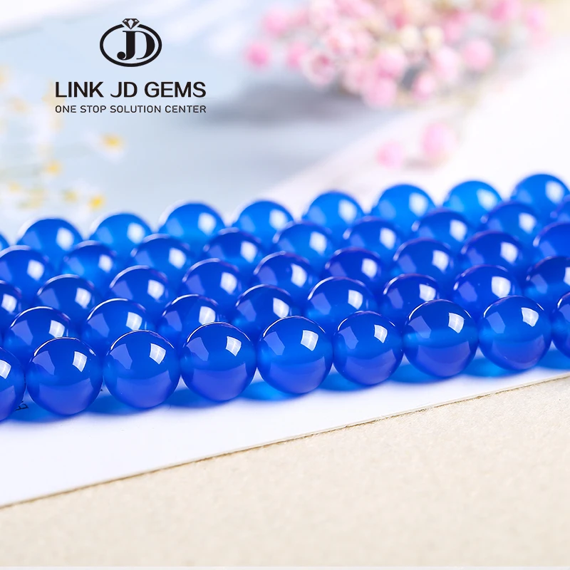 

Factory Price Blue Agate Beads Semi-Finished Loose Beads Wholesale Gemstone Beads Diy Bracelet Ornament For Jewelry Making