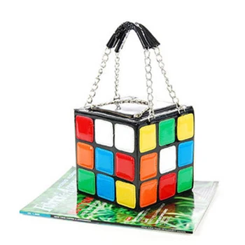 

Women's New fashion personality cute Rubik's cube shape hand bag, As picture show