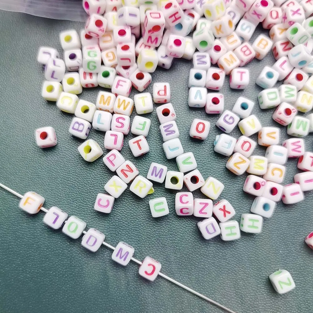 Acrylic Letter Beads 5*5mm Square Alphabet Beads Cube Loose Spacer Beads for Jewelry Making Diy Accessories