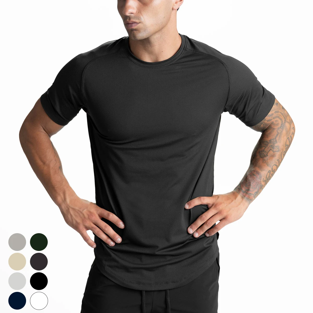 US Size Custom Blank Ultra Soft Polyester Spandex Quick Dry Short Sleeve Plain T Shirt Men's Sport T-shirts