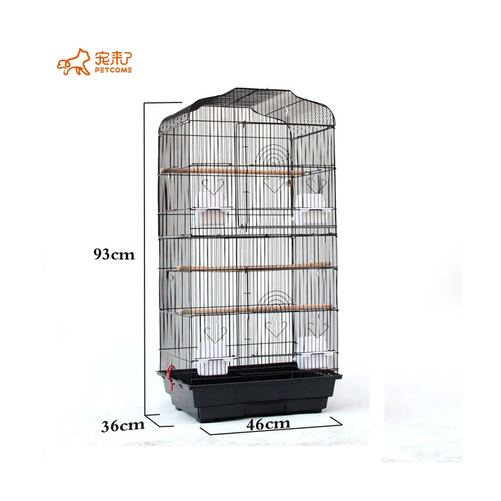 

PETCOME Amazon Popular White Steel Wire Cheap Large Breeding Bird Cage With Stand, White & black