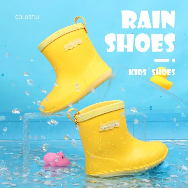 

Colorful Non-slip Kids PVC Rain Boots Pure Color Wellington Boot Waterproof High Quality Children Cheap Rain Boots For Child, Yellow/blue/pink/nude