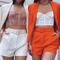 

New Slim Slimming Long-sleeve Jacket Bag Hip Skirt Suit Women's Clothing Tops And High Waist Shorts 2 Piece Set Women