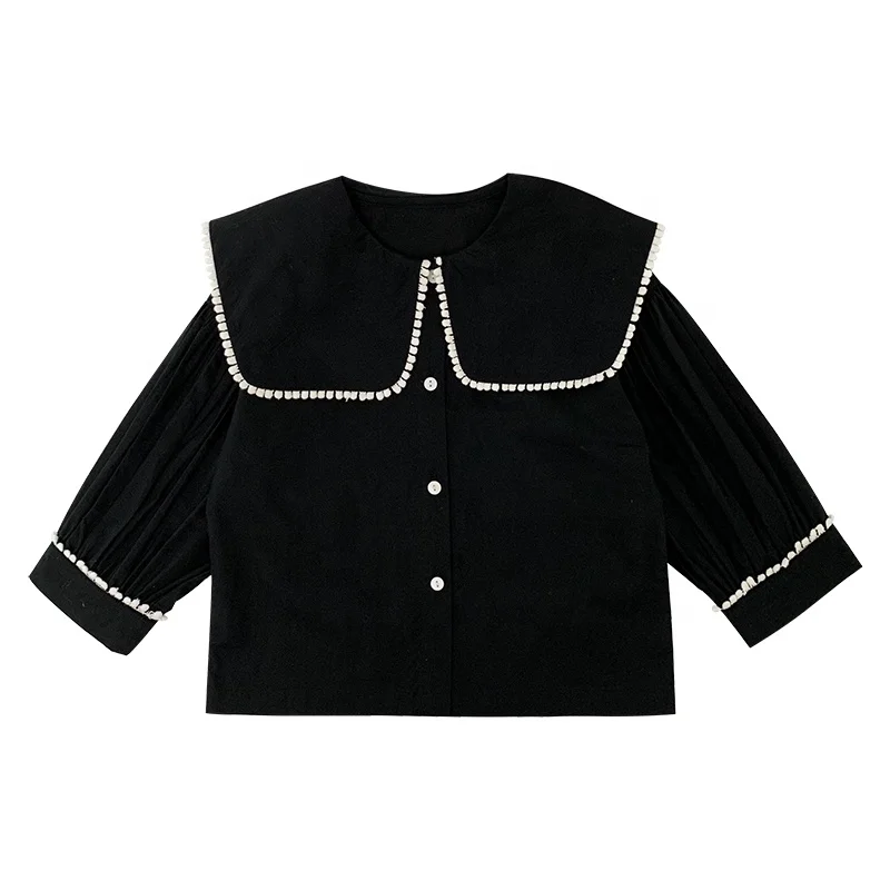 

6710/Elegant kids school turn down collar sweet shirt custom korea fashion wholesale girls top, Pictures shown