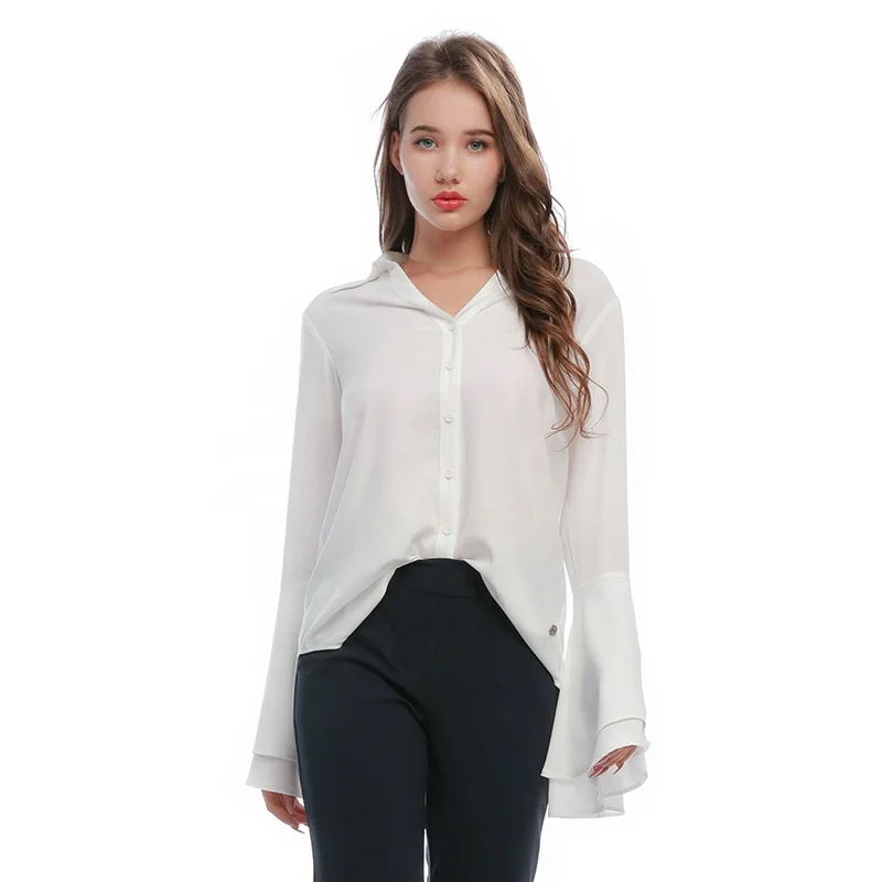 

High quality Turn-down Collar Long Sleeve Shirt for Women Ladies Blouse Tops, Pic