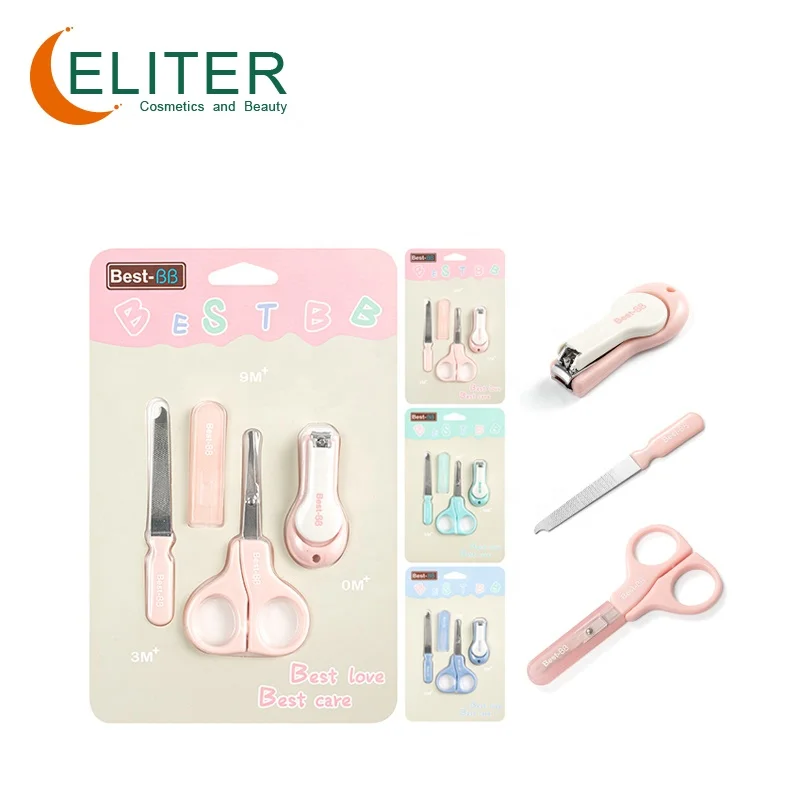 

Eliter Amazon Hot Sell In Stock Pink Blue Green 3In1 Baby Nail Clipper Safety Baby Nail Scissors Short Nail Kit For Babies