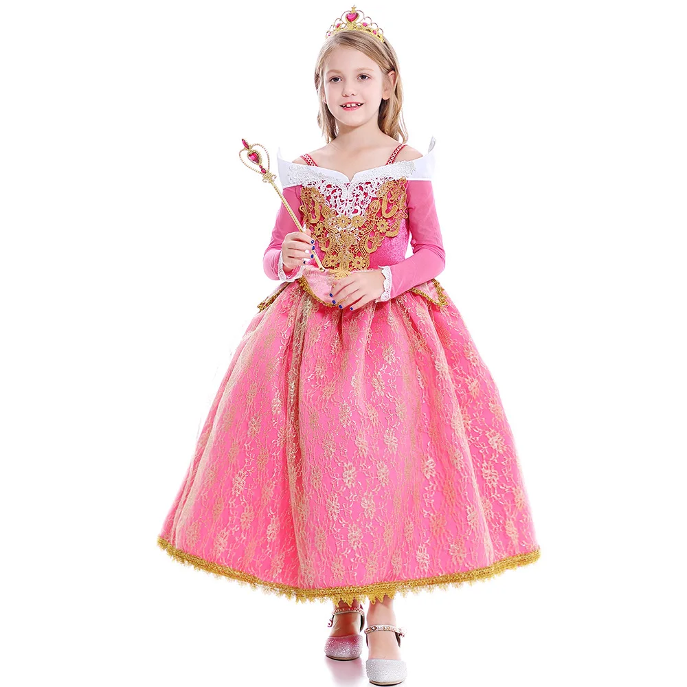 

Girls Dress Sleeping Beauty Princess Aurora Lace Dress Cosplay Performance Costume D0701 SMR026