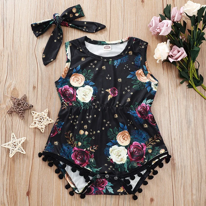 

B52412A Baby girls summer fashion new flower printing lovely rompers, Shown