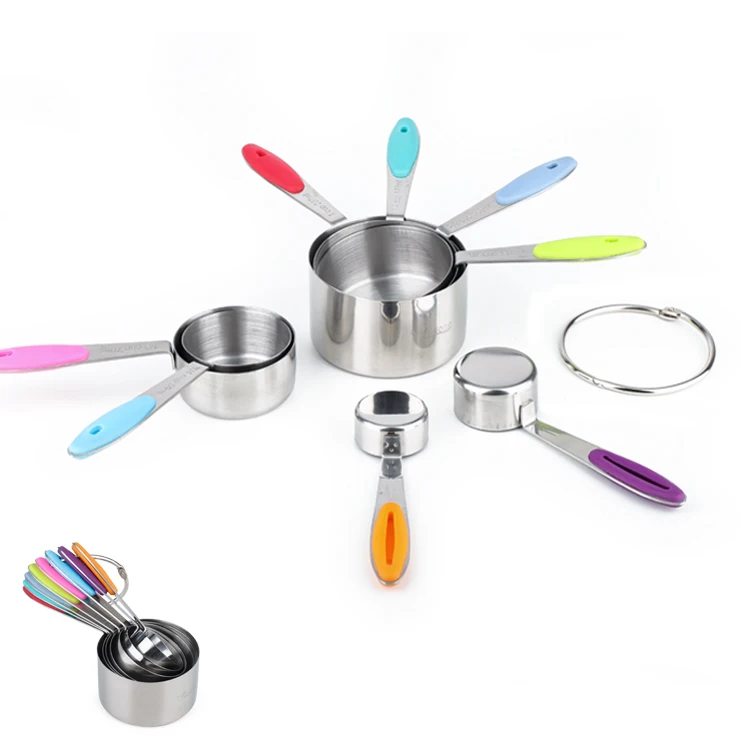 

8-Pack Rainbow Color Comfy Handle Stainless Steel Measuring Cup and Spoon Set