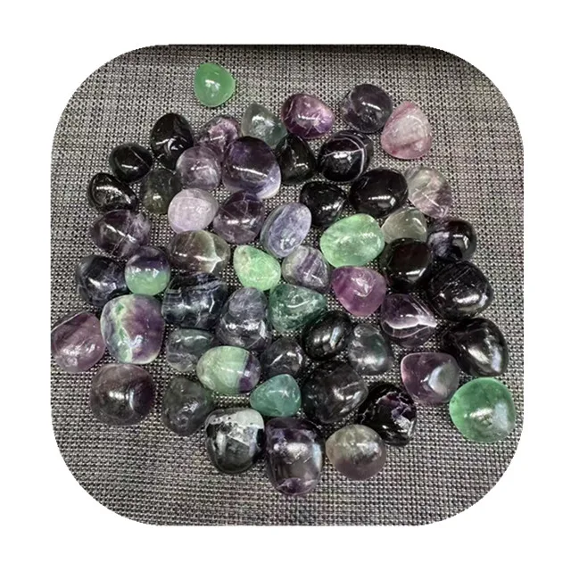

Wholesale crystal healing energy stone quartz gemstone rainbow fluorite tumbled stone for home decoration