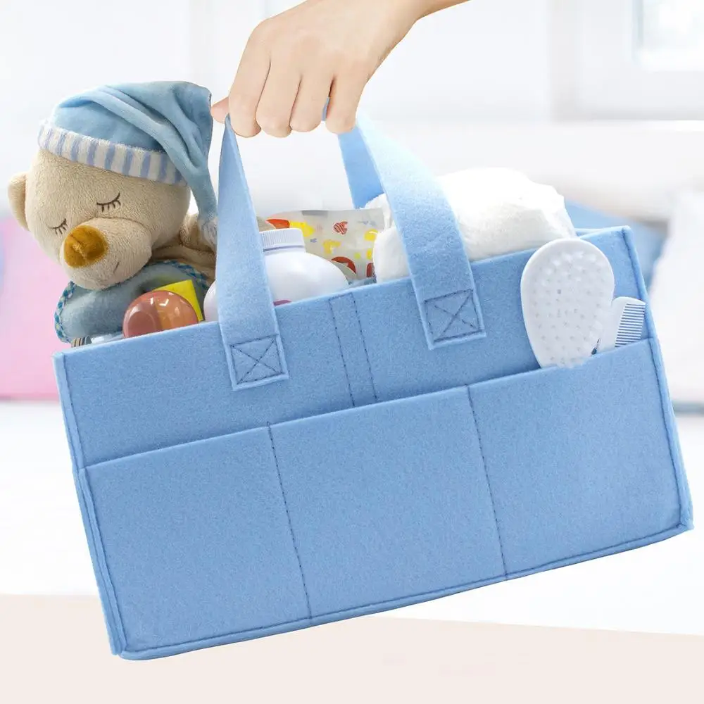 

Felt shopping storage tote bags portable baby diaper caddy handbags felt organizer bag for women, Custom