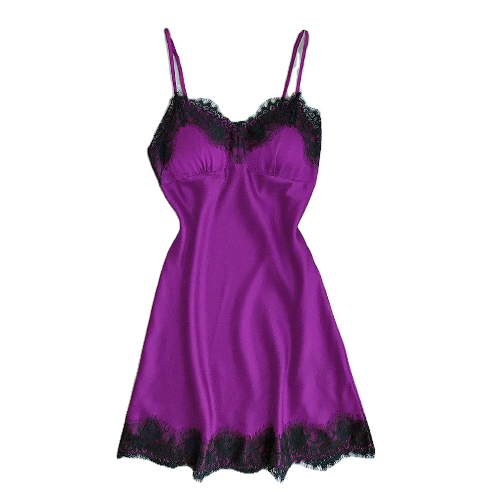 

V neck lace decorate brace skirt sexy night gown