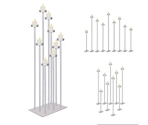 

free shipping ) 9 Candelabra Floor 40 inch Tall Candle Holders Centerpiece for Tealight Set Wedding Decor sunyu1808, Gold/sliver mental