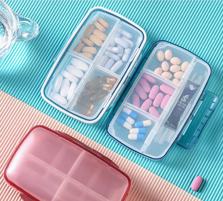 Viaggi Medicina Tablet Organizzatore Vitamine Pillola Contenitore con 3 Scomparti per Uso all Aperto 4 Pezzi Scatola della Pillole 