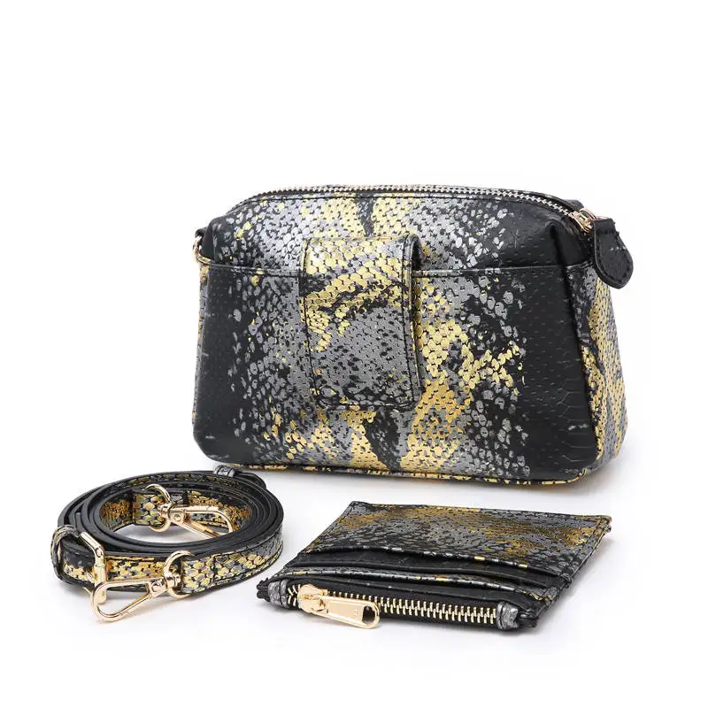 

New Ins Symmetrical Design Snake Women Bag Handbags Good Quality teen Leather Python sling Bag With A Card Holder, Brown, black, green, maroon, black gold, khaki