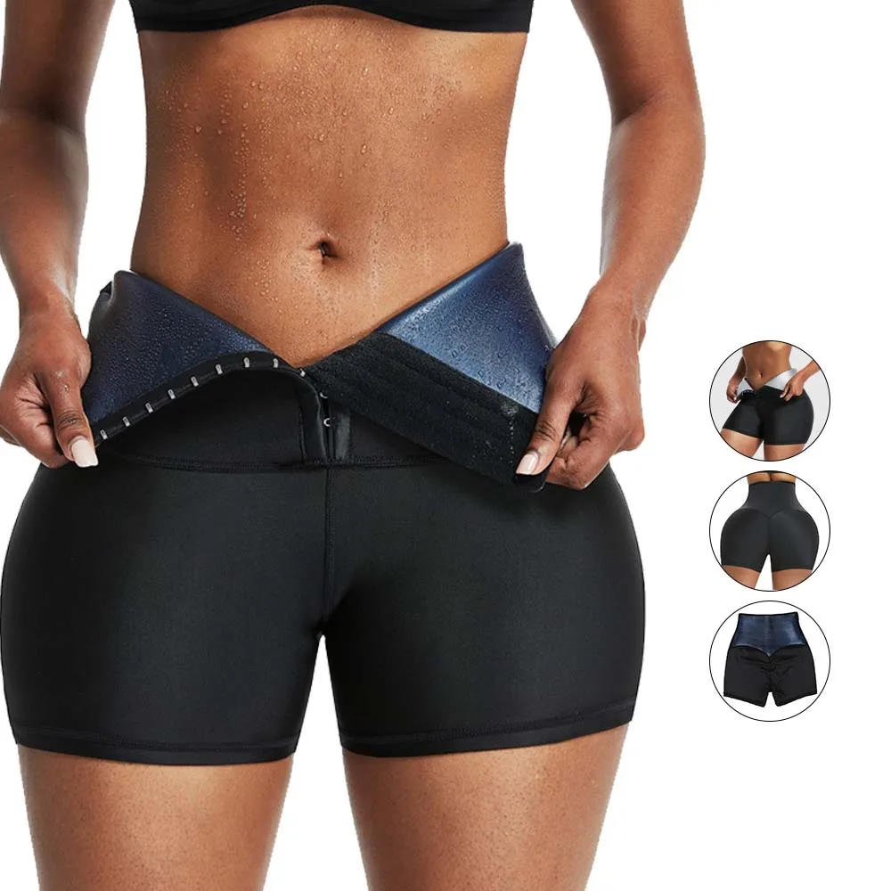

High Quality Neoprene Shorts Sweat Shaper Yoga Workout Fitness Shorts Tummy Control Sauna Sweat Pant Butt Lifter Women Shapewear, As show