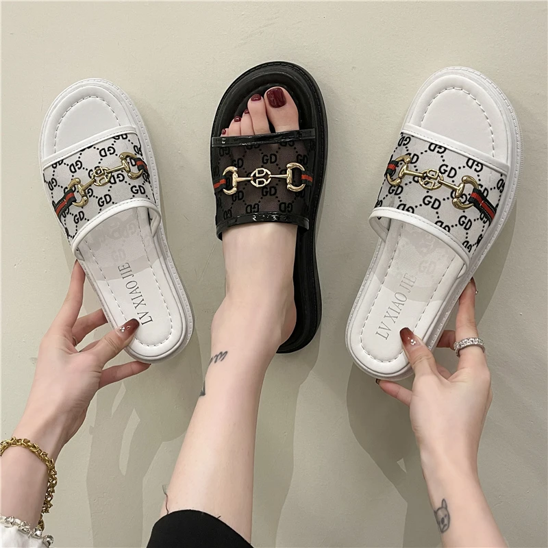 

wholesale summer fashion designer women famous brands ladies flat slippers and sandal, As the picture shows