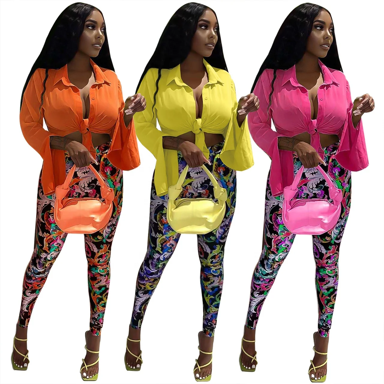 

Amazon Hot Ladies Crop Top Sexy Tie Dye Pants Wholesale Summer Print Two Pieces Set