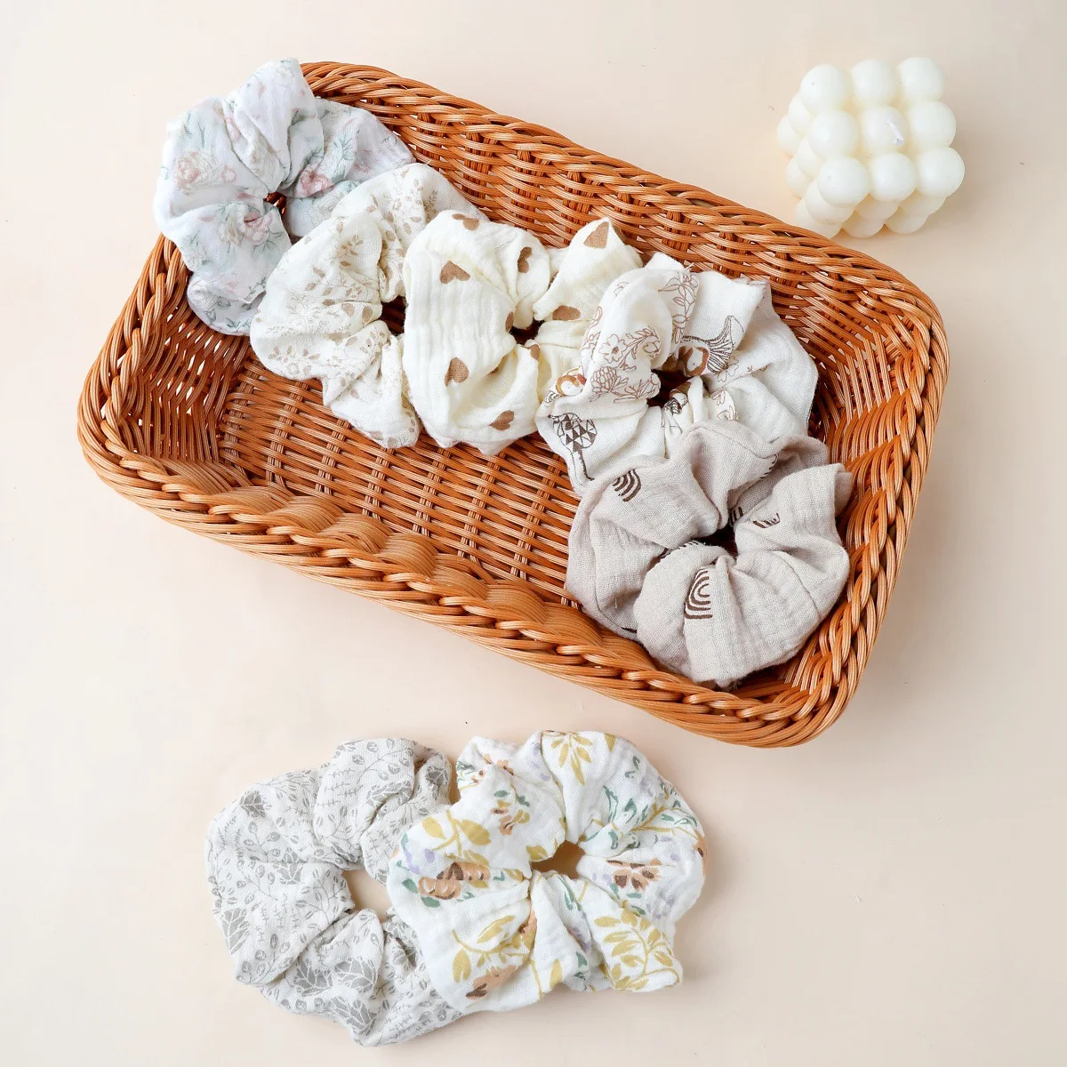 Wholesale Muslin Cotton Hair Accessories Scrunchies Elastic Hair Bands Scrunchy Hair Ties Ropes Scrunchie for Women Girls