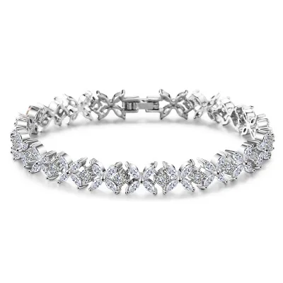 

Exquisite Women Jewelry AAA Cubic Zirconia Bangles Shiny Crystal Flower Bracelets for Girls