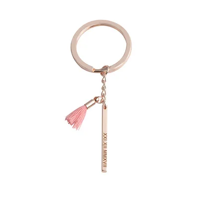 

Trendy Monogram Logo Copper Pendants Tassel Keychain, As picture show