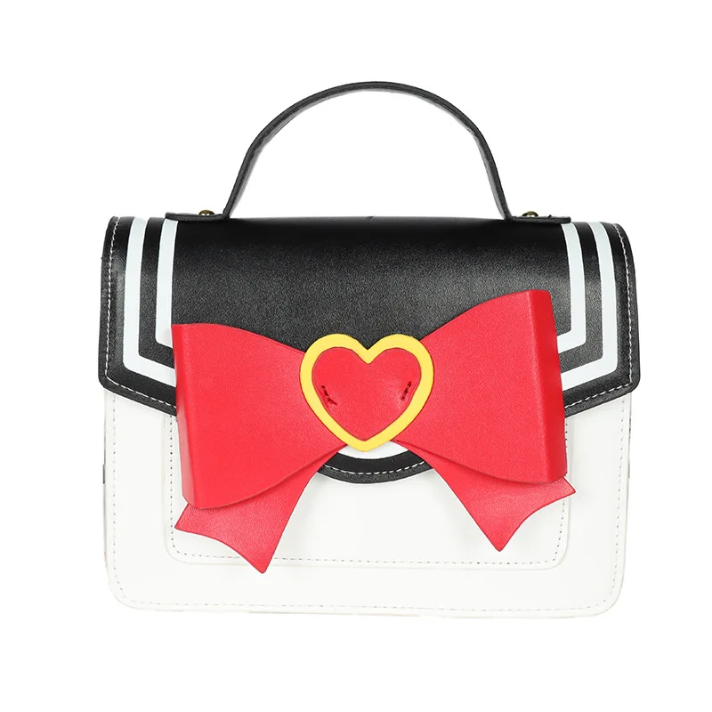 

Wholesale Anime Magical Girl Design PU Leather Crossbody Chain Bag Cute Bow Shoulder Bag Messenger Bags For Girls, Black blue light-blue pink light-purple