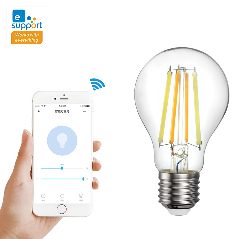 Lonten WiFi Smart Light Bulb 220V Dimmable EWeLink APP Remote Control 2700-6500K Dual-color E27 LED Filament Bulb Smart Lamp Dro