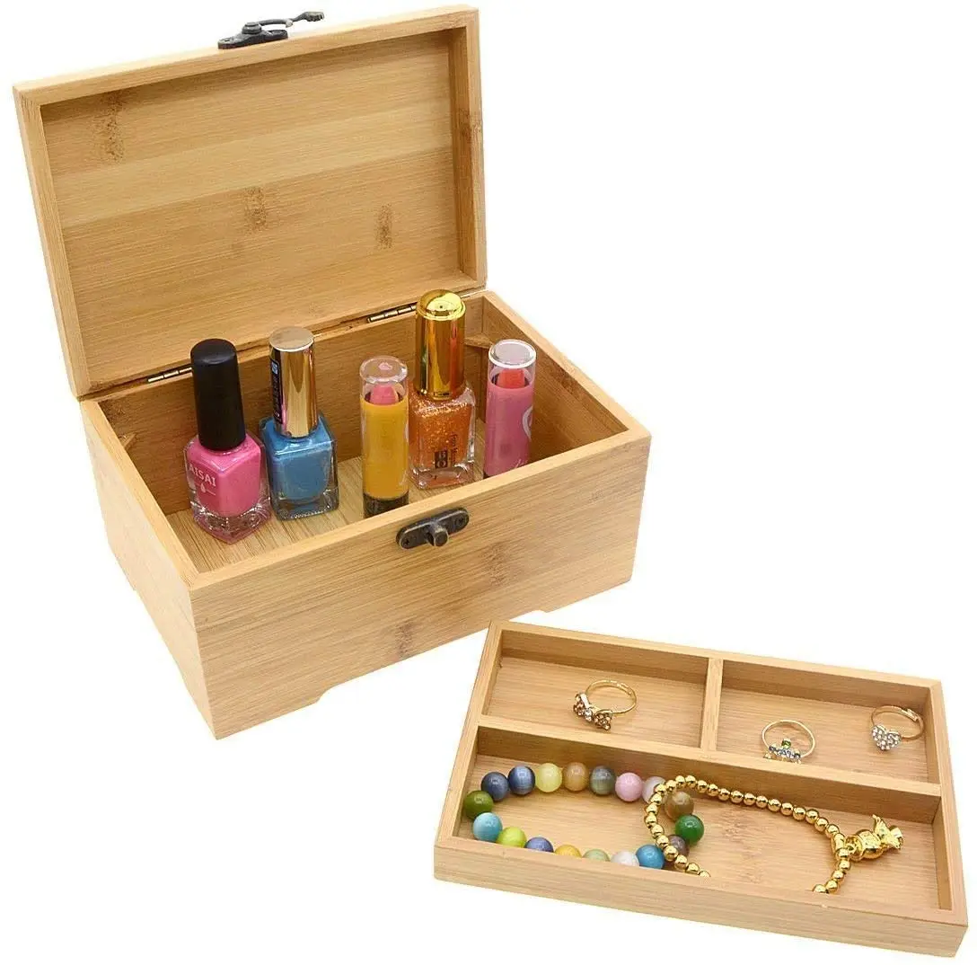 

2021 new valentines gifts custom rangement cosmetic nail jewelry box organiser bamboo organizer storage boxes & bins