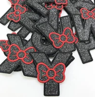 

Wholesale hot adhesive glimmer glitter embroidery iron on patches alphabet