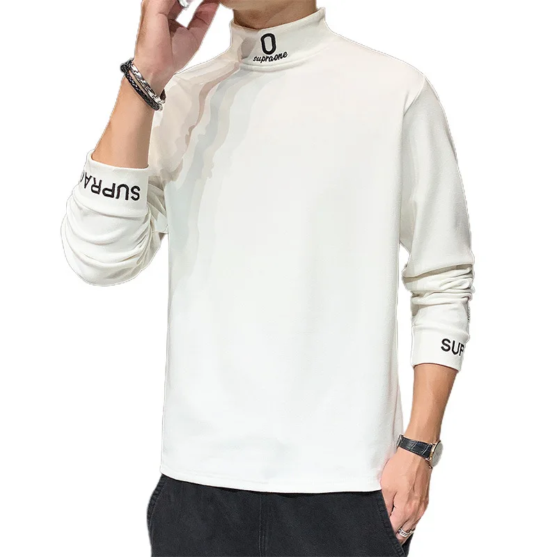 

High Quality Plus Size Men Fashion Slim Fit Solid Color Plain Mock Neck Pullover Sweatshirt