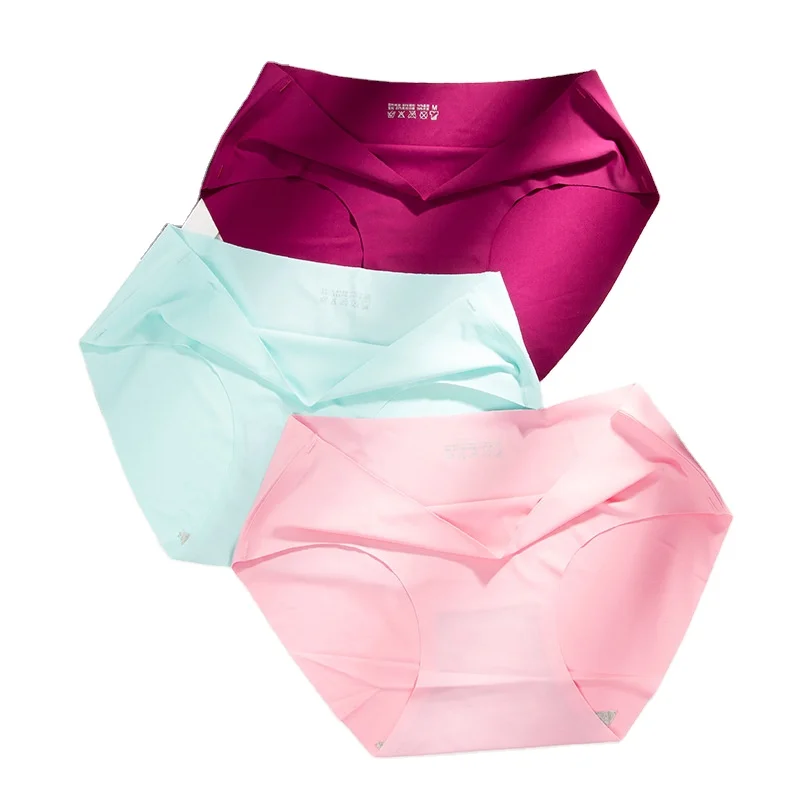 

Solid Nylon Sameless One-Piece Ice Silk Women Breathable Undergarments Ladies Knickers Underwear Panties, Customized color