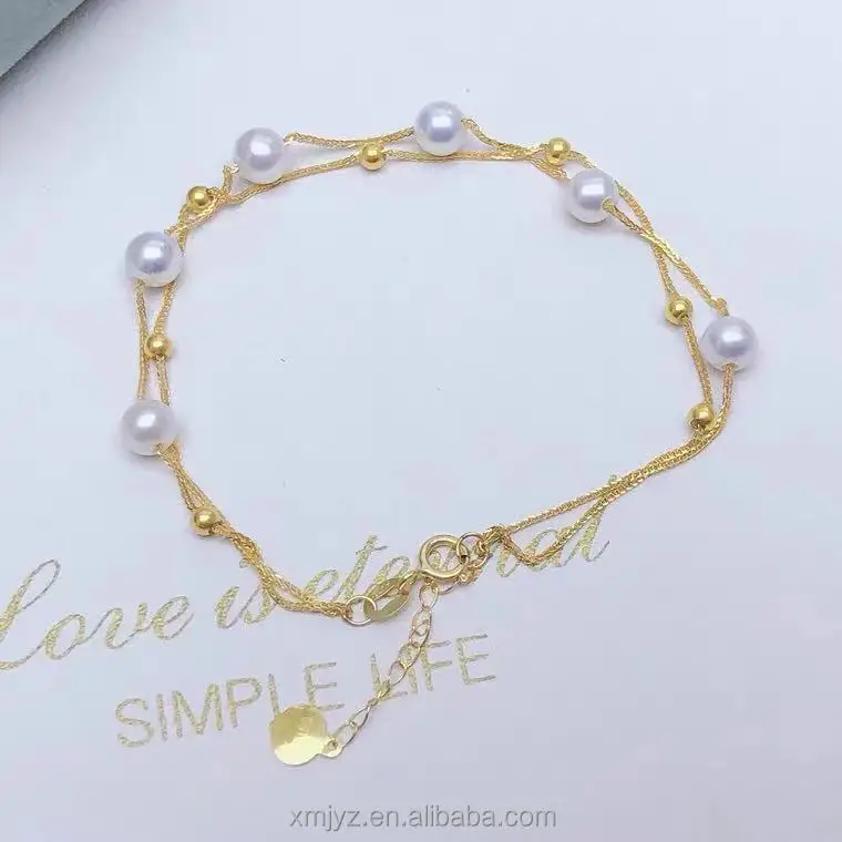 

Certified 18K Dold Pearl Bracelet Chopin Chain Au750 Colorful Gold Starry Bracelet Women's Gift Wholesale