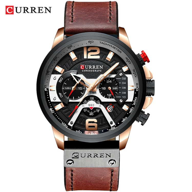 

CURREN Luxury Brand Mens Watch Military Leather Man Sports Clock Casual Fashion Chronograph Waterproof Relojes Hombre