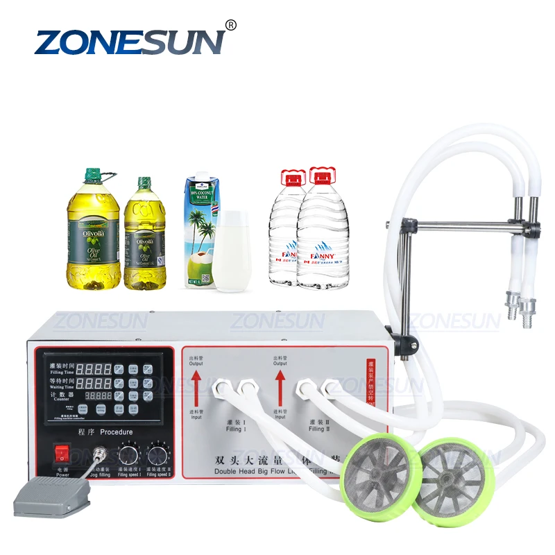 

ZONESUN ZS-GFK17B Semi-automatic Filling Machine Laundry Cooking Oil Water Juice Milk Liquid Bottle Filling Machine