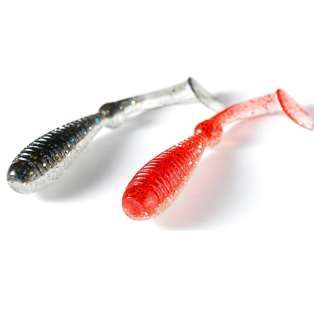 

SNEDA Newbility 8cm/4.7g 6pcs Double Color Soft Plastic Lures T Tail Soft Worm Shad Fishing Lures Artificial Bait, 8colors