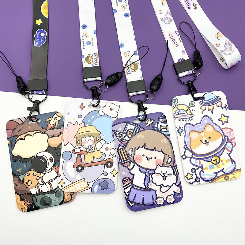 

Cartoon Card Holder Identity Badge with Lanyard Neck Strap Card Bus ID Holders With Key Chain