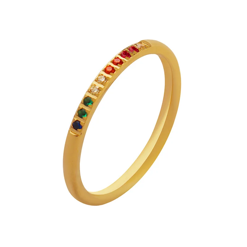 

Joolim High End 18K Gold Plated Colorful Dainty Zirconia Half Pave Rings for Women Fine Ring Stainless Steel Jewelry