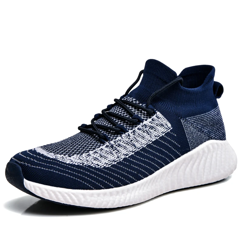 

New style breathable Men Fashion fly knitted Sneakers Casual Sports running Shoes, As photos