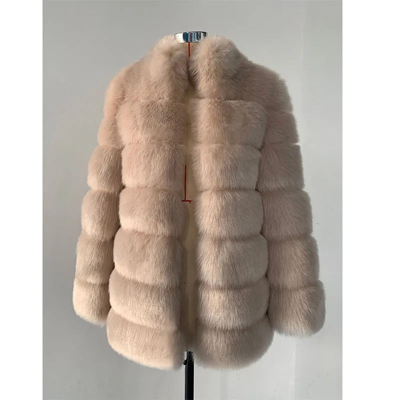 

Women's Parkas Coats woman outerwear Clothes Women Lady's Trendy Long Cropped Faux Fur Jacket Fox Fur Coat, Picture