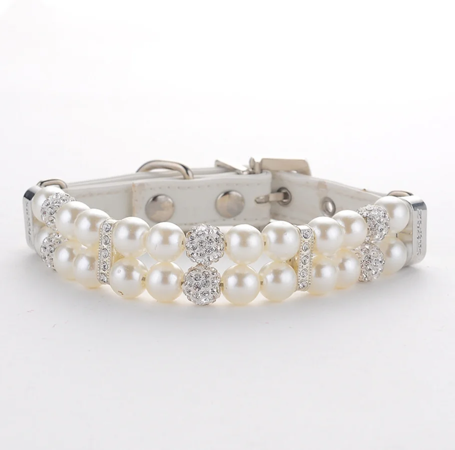 

Pet Jewelry Cute Pearl Rhinestone Design Lady Dog Collar Leash