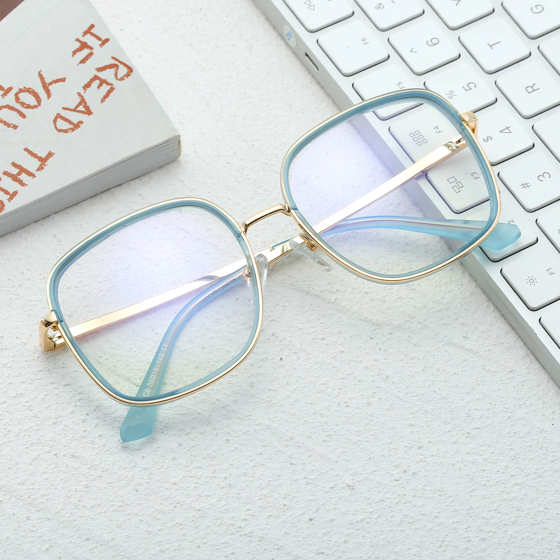 

95305 Women Glasses Frames Optical Clear Transparent Lens Myopia Fashion Metal Frame Prescription Eyewear