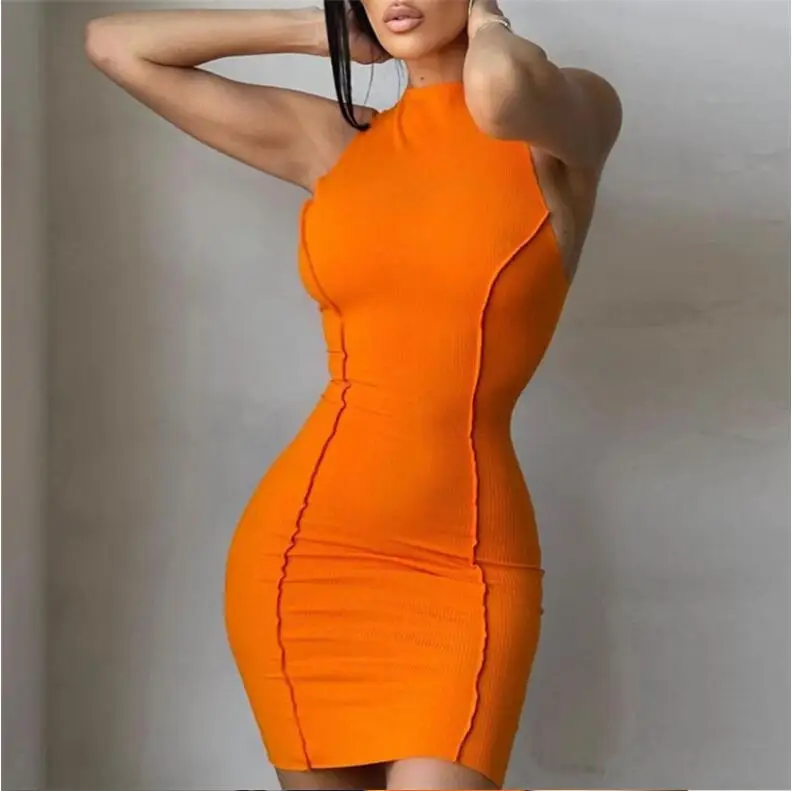 

Elegant Knitted Sexy Bodycon Mini Dress Women Casual Sleeveless Clothes Vestidos Party Skinny Club Wear Dresses 2022 B1647, Can follow customers' requirements