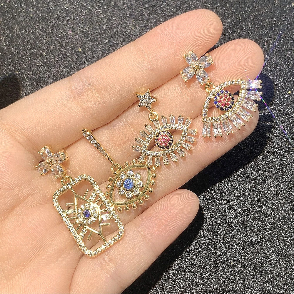 

women evil-eye earrings gold plated