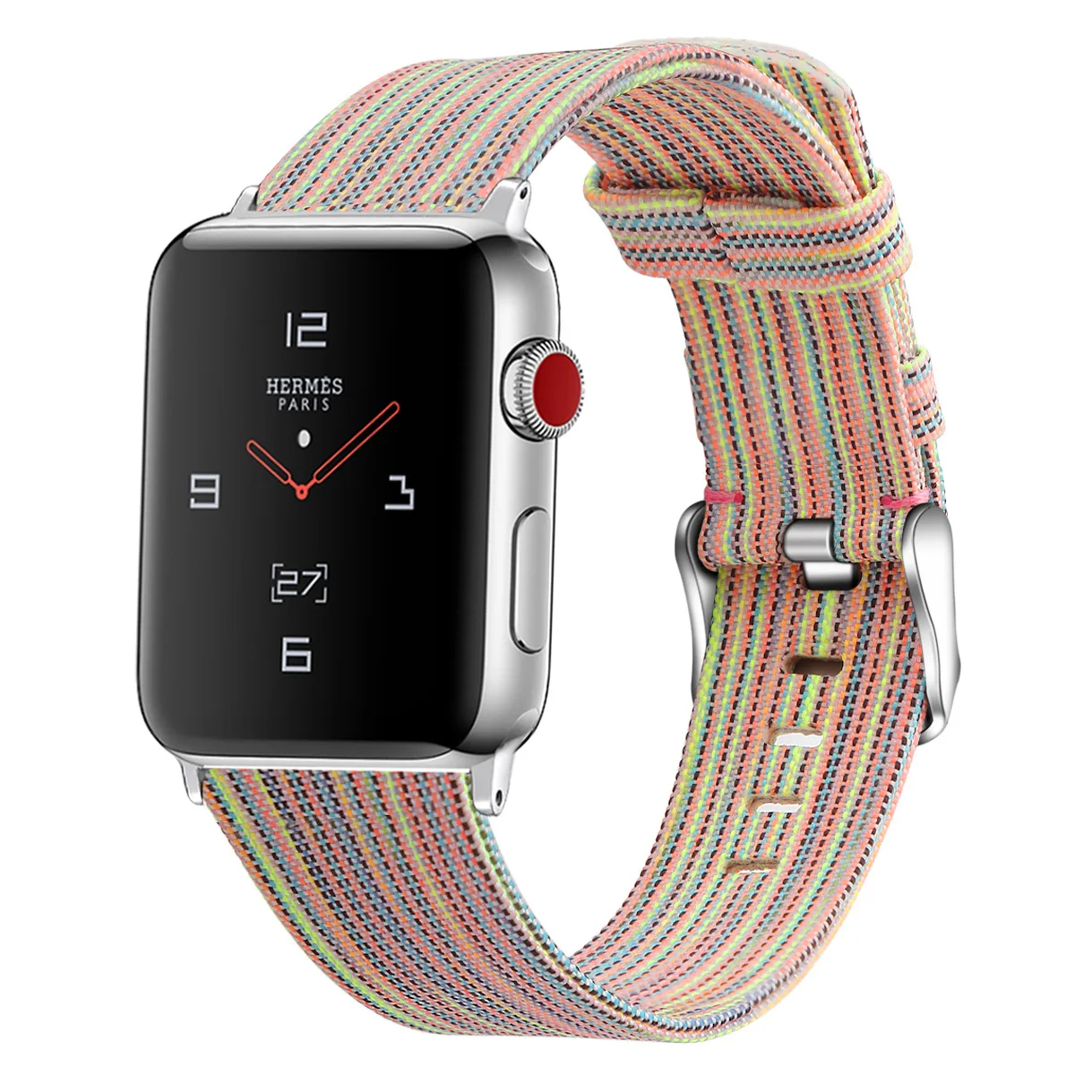 

fashion canvas fabric strap for apple watch band 44mm 40mm 42mm 38mm bracelet for apple watch 6 5 4 3 se iwatch band, Multi colors