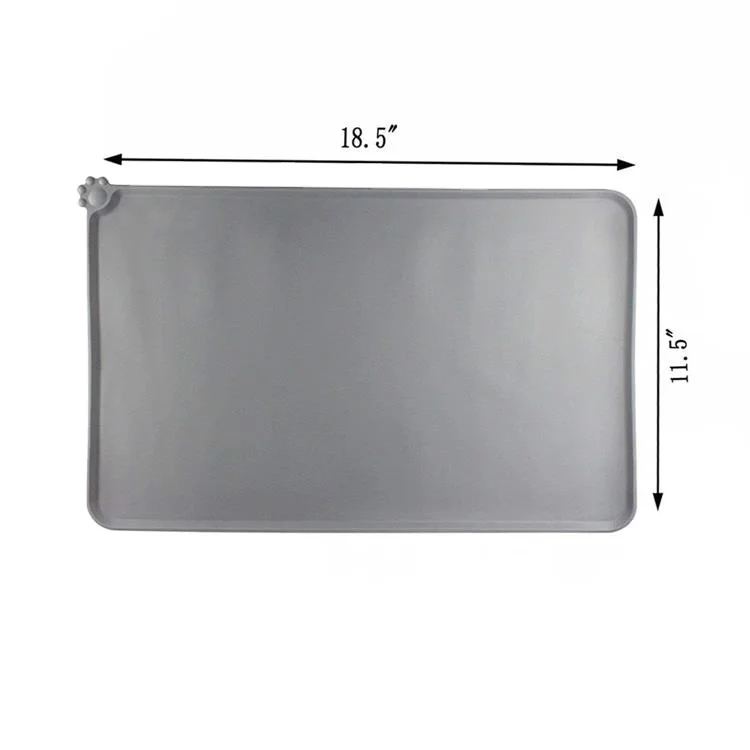 

18.5 x 11.8 inch Silicone Pet Bowl Mat Non-stick Feeding Mat Approved Waterproof Pet Food Mat for cats and dogs, Black/blue/grey