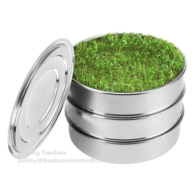 

With Base and Cover Lid Stackable Stainless Steel Seed Mesh Sprouting Trays