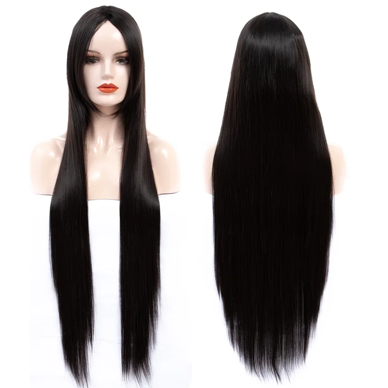 

Onst Cosplay Synthetic Wig 38inches Long Straight High Temperature Fiber Hair Pink Blue Black Color None Lace Wigs Short