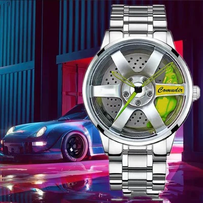 

Fashion New Watches Men Sports Car Men Watches Quartz Waterproof Sport Rim Hub Wheel Wristwatch Car Quartz Men's Watches, 6colors