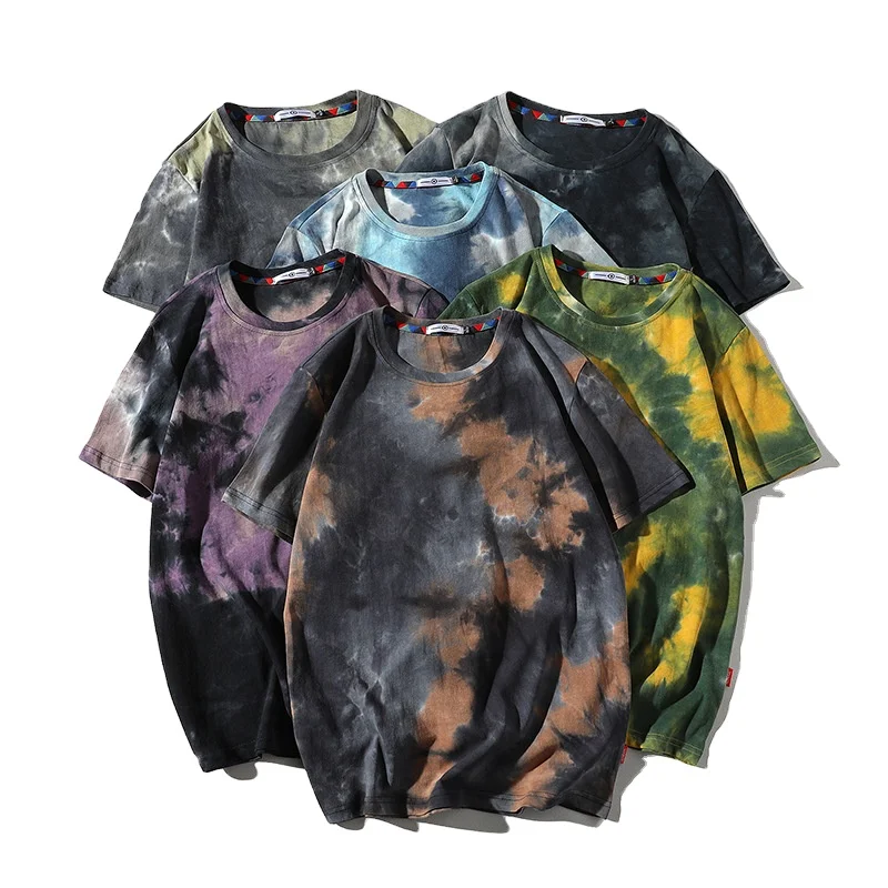 

Summer's New Men's Round Neck Short Sleeve Tie-dye Printed T-shirt Of Loose Over Size, Shown